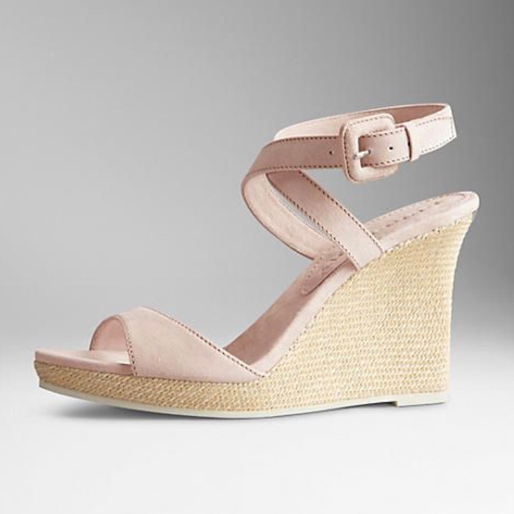 Burberry Avenal Suede Wedge Sandals